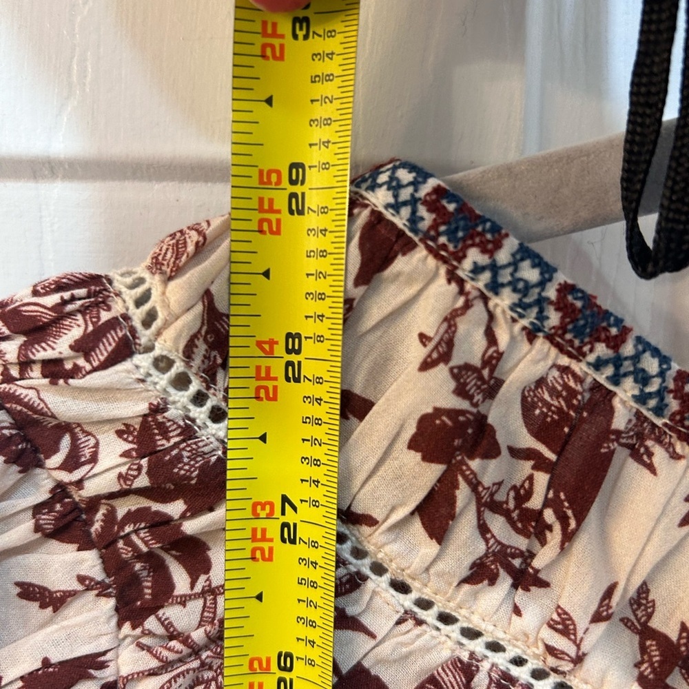 Sundance Floral Bird Butterfly Toile Boho Peasant Blouse Sz M Oversize Cottage - Picture 7 of 9